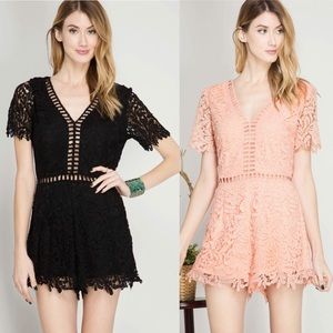 ‼️Black Only‼️Crochet Lace V-Neck Romper